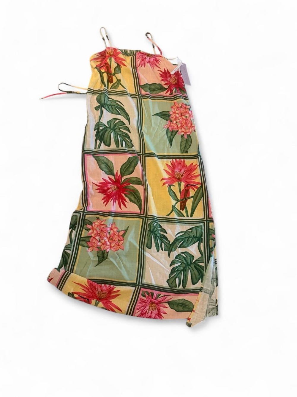 Tropical Floral Maxi Dress in Yellow & Green
